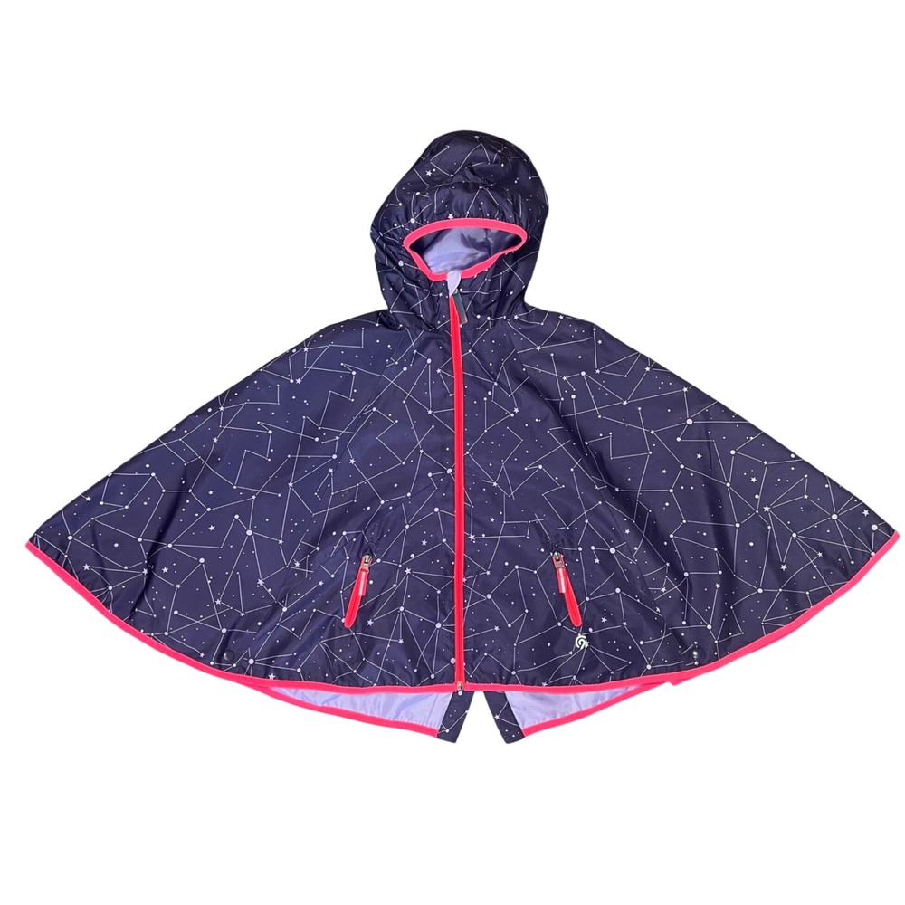 Champion Kids Star Constellation‎ Print Hooded Poncho Rain Jacket XS 4-5